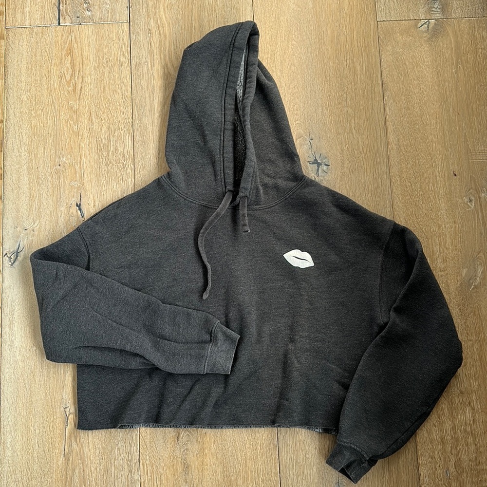 CHARCOAL CROPPED HOODIE (M)